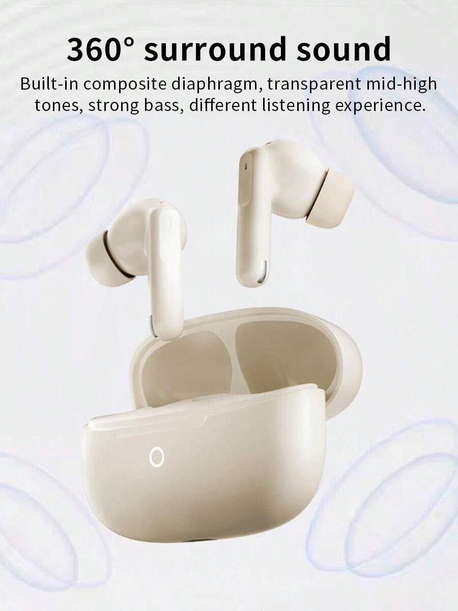 Tai nghe Bluetooth bán nhét tai Lenovo EA220 với tính năng khử tiếng ồn cuộc gọi thông minh bằng AI, âm thanh vòm không gian, Bluetooth V5.4 mới, thời lượng pin 24 giờ và bao bì tại Trung Quốc - đá mặt trăng màu trắng - Xem 1