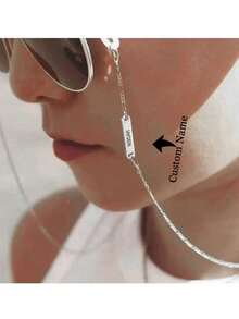 1pc Personalized Custom Name Glasses Chain, Custom Gold Name Tag Glasses Chain Accessories,Dainty Sunglasses Chain, Bohemian Face Mask Chain,Gold Chain Jewelry Valentine's Day Gifts Christmas Gifts - Multicolor - View 2