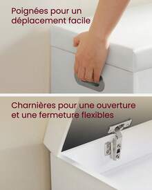 VASAGLE Banc à Chaussures Rembourré, Banc de Rangement, Rangement Caché, Étagères, Meuble d'Entrée, Capacité de Charge 136 kg, 30 x 80 x 44 cm, Blanc - Blanc - Voir 8