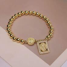 1pc CZ Micro Pave Virgin Charms Bracelet Cross Pendant Bracelet Fashion Religion Jewelry Bracelet