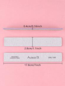 3Pcs/5Pcs/10Pcs Diamond Nail Files, Durable Double-Sided Manicure Files, Rectangular Nail Care Tools - Light Grey - View 7
