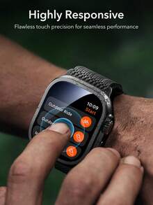 Screen Protector Compatible With Apple Watch Ultra 3/2/1 49mm, Military-Grade Tempered Glass Film With Aluminum Alloy Frame, Anti-Scratch, Anti-Collision, High-Definition Touch Sensitive Full Coverage Protective Cover For I-Watch Outdoor Sports And Daily Wear - Series Ultra 49mm - View 5