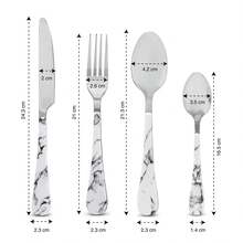 ANDROMEDA INC 16-Piece Stainless Steel Marble Finish Cutlery Set - Silver - View 4