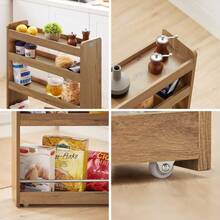 SoBuy NSR01-PF, Xe đẩy phục vụ 4 tầng, Kệ lưu trữ trượt ra có bánh xe, Giá lưu trữ di động - màu nâu - Xem 10