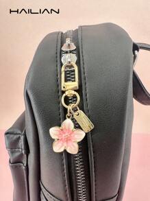HAILIAN 1 Stück Schlüsselanhänger aus Metalllegierung in Kirschblüten-Form, leicht und elegant, mit rechteckigem Anhänger, geeignet als Tasche, Auto-Schlüsselanhänger, Geschenk für Paare, Geburtstag, Feiertage, Y2K