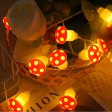 1pc LED String Light Red Mushroom-Shaped Bulbs, Plant Series Decorative Colorful Light String For Room Decoration - Warm white light - View 6