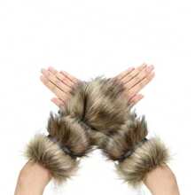 1 套中世纪维京披肩袖脚套，人造毛皮斗篷围巾，适合万圣节服装，复古毛绒