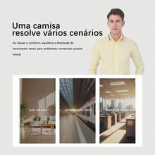 Men's Slim Fit Dress Shirt - Anti-Wrinkle, Anti-Wrinkle And Breathable Elegant Collar | Soft Touch | Machine Washable Comfortable For Work And Events - 黃色的 - 查看 8