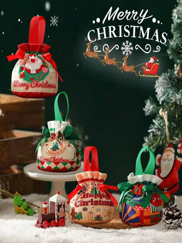 1 peça. Esta sacola de presente de Natal com cordão apresenta um design de fecho de cordão em tecido de alta qualidade com estampas festivas de boneco de neve, rena e urso. É adequada para presentes de Natal, decorações para brindes de festas e sacolas de maçã. A sacola de presente para brindes de Natal é reutilizável, incluindo sacolas de presente de Natal e sacolas de presente de Natal.