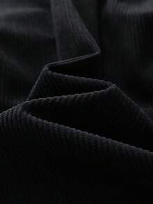 6XL Plus Size Men's Corduroy Long Sleeve Shirt, Men's Casual Sportswear, Button-Up, Wool Collar Cardigan Jacket, Suitable For Weekend Casual Wear, Fits Individuals Weighing Over 300 Lbs (Approx. 136 Kg) - Black - View 3