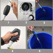 1pc Portable PVC Soft Tube Manual Fuel Transfer Pump, Suitable For Car, Motorcycle, Fish Tank, Oil, Gasoline, Liquid Transfer, Easy To Use, No Electricity Required, Fuel Transfer Tool, Fashionable Metal Finish, Manual Water Pump