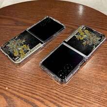 Transparent Folding Phone Case With 'Youth Has Gone' In Chinese Poem And Floral Compatible With Sam Galaxy Z Flip Fold 3 4 5 6 7 Fold Case Design For Moto Razr 40 50 60 Ultra Cute Phone Case For Girl And Women - Trong sáng - Xem 5