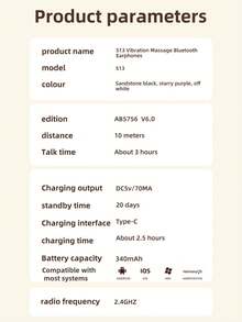 HYUNDAI S13 New Bluetooth Earphones With Beauty Vibration Massage Function, Adjustable Skin-Friendly Material, Semi-In-Ear, Long Battery Life, High-Quality Audio For Music, Gaming, Calls, Wireless Earbuds Compatible With Smartphones & Computers, Gift For Women - Multicolor - View 11