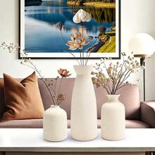 白色花瓶，简约现代家居装饰，藤编花瓶，适用于餐桌、书架、门廊等，木质风格，波西米亚风花盆，简约装饰配件，现代家居装饰，适合客厅和卧室，可作中心摆件，母亲节礼物，毕业礼物，婚礼装饰 - 彩色 - 查看 5