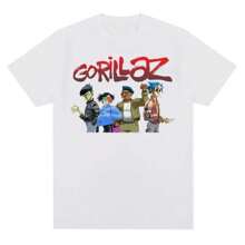 Streetwear Casual Music Band Gorillazs Punk Rock Fashion Printed T-Shirt 90s Retro Short Sleeve Plus Size T-Shirt Unisex Tee Top