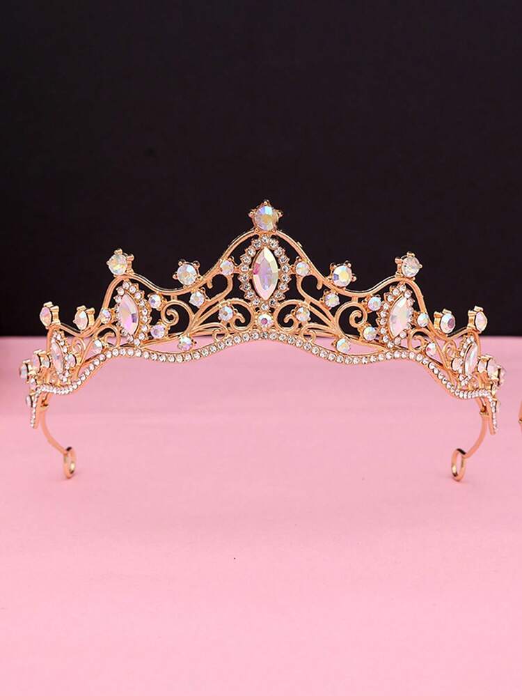 1件优雅花朵水晶皇冠，适合生日、婚礼、派对、女孩礼物、公主主题派对、游乐园等场合，时尚、奢华、甜美可爱，是一款绝佳的发饰。 - 彩色 - 查看 22