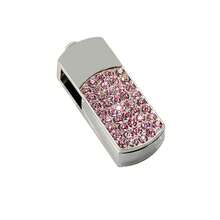 HOT Metal Crystal Stainless Steel Rotary Key Chain Pendrive USB Flash Drive 64GB 8GB 16GB 32G Memory Stick Disk Pen Drives Gift - Pink - View 7