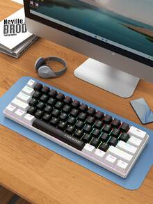 CHANGXIE CHANGXIE 61-Key Wired White, Black And Blue Switch Waterproof Mechanical Keyboard RGB Illuminated Game And Office Kit Gamer Backlight Mechanical Keyboard, Suitable For Home, Office And Gaming