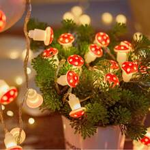 1pc LED String Light Red Mushroom-Shaped Bulbs, Plant Series Decorative Colorful Light String For Room Decoration - Warm white light - View 3