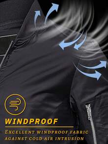  Men's Bomber Jacket Lightweight Casual Windbreaker Zip Up Coat With Pocket - 黑色 - 查看 4