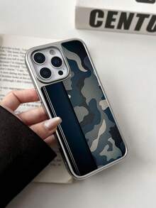 WeiMi 1pc New Business Style Camouflage Pattern Silver Electroplated Waterproof Shockproof Anti-Slip Phone Case Protective Cover Compatible With Apple Phones - Multicolor - View 3
