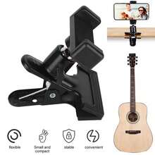 360° Rotatable Guitar Headstock Clamp Adjustable Angle Phone Holder, Multi-Functional Phone Stand Clip For Home Music Recording Guitar, Live Streaming Tripod Desk Music Stand Accessory - Black - View 7