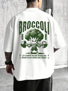 YUNCHIC - قميص كاجوال مريح للرجال، قميص صيفي متعدد الاستخدامات، مناسب للارتداء في الأماكن الداخلية والخارجية، طباعة كرتونية مبتكرة للخضروات والأزهار - أبيض - مشاهدة 1