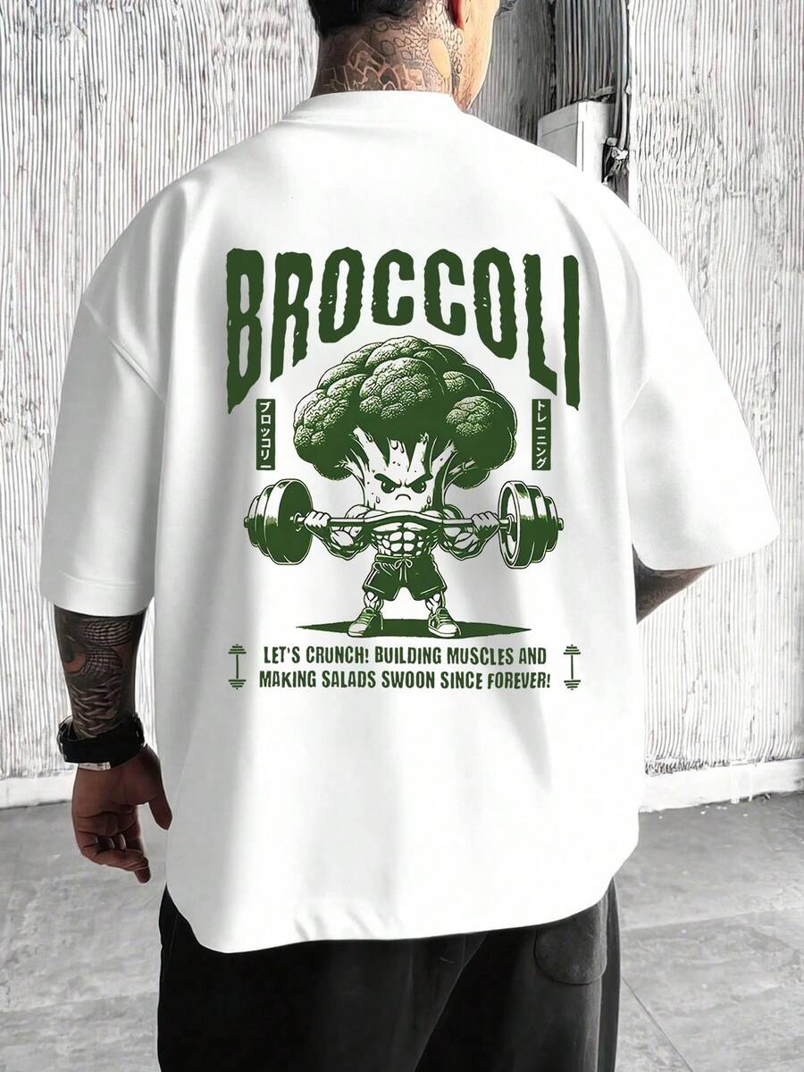 YUNCHIC - قميص كاجوال مريح للرجال، قميص صيفي متعدد الاستخدامات، مناسب للارتداء في الأماكن الداخلية والخارجية، طباعة كرتونية مبتكرة للخضروات والأزهار - أبيض - مشاهدة 1