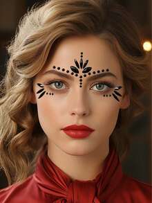 Colorful Face Gems Makeup Stickers, Waterproof Long-Lasting Faux Rhinestones For Masquerade, Holiday, Party, Y2K,Concert Look - Black - View 6