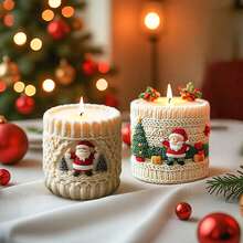 1 pieza Molde de vela en forma de cilindro de Papá Noel, para modelado de lana, manualidades de jabón, yeso y resina, adornos y regalos hechos a mano creativos