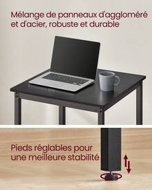 VASAGLE Table Haute, Table de Bar Carrée, Cadre en Acier, 60 x 60 x 92 cm, Montage Facile, pour Cuisine, Salon, Style Industriel, Marron Rustique/Grège/Noir/Chêne et Blanc/Rustique Blanc - Noir - Voir 5