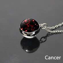 1pc 12 Zodiac Constellation Necklace, Starry Sky Glow In The Dark Glass Ball Pendant Necklace, Suitable For Men & Women, Father's Day, Thanksgiving, Christmas, New Year, Birthday Gift, Holiday Present Valentine's Day - Constellation Necklace - View 9