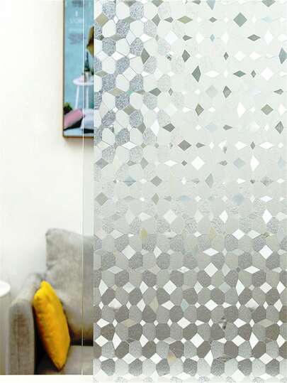 1卷装，长度可选1/2/3/5米，彩虹窗户隐私膜，装饰性彩色玻璃菱形图案窗贴，带珠光效果，无胶静电吸附，适用于家庭、办公室和浴室。