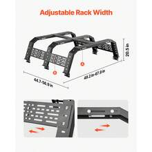 Overland Truck Bed Rack, 49.2-67.9 In Width, Adjustable Overland Bed Cargo Rack With Sidebar, 900 Lbs Static Capacity, Heavy Duty Steel, For Mid-Size Trucks, Compatible With Tacoma/Gladiator JT - 49.2-67.9 Inches - View 3