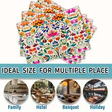 1/4pcs/10pcs Floral Pattern Table Runner & Placemat Set, Mexican Day Of The Dead Atmosphere Festival Table Decor Fabric Flags, Decorations, Gift Table Runner & Placemat Set Suitable For Indoor And Outdoor Celebrations, Seasonal Party Supplies, Kitchen Dining Table Decor, Party Table Decor, Home Room Decor Table Flags, Restaurant Decor Tablecloth