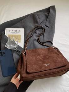 Túi Tote Nữ, Túi Đeo Vai Da Lộn Mềm Mại Có Dây Xích, Túi Đeo Chéo, Túi Đeo Hông Dung Tích Lớn, Ví Đi Làm Hàng Ngày - Cà phê - Xem 10