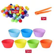 1 套儿童绒球分类玩具，学习计数，训练精细动作技能，提高注意力，益智玩具