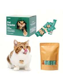 60pcs FANGEN Pet Snacks, Assorted Lickable & Squeezable Cat Treats, Chicken Egg Yolk/Salmon Krill/Tuna Mussels, 0.52 Oz Pouches, Health-Enhancing Cat Snack Variety Pack - 鮪魚貽貝 - 查看 4