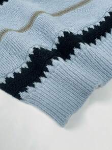 女士休闲条纹落肩宽松套头毛衣 - 彩色 - 查看 6