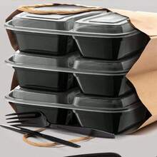 20 Sets Of Disposable Food Storage Containers, Including 20 Sets Of Packing Boxes, Microwave Disposable Lunch Boxes And Bento Boxes, 2 Sets With LIDS And Compartments, Convenient To Carry, Suitable For Office, Party And Cam - Nhiều màu - Xem 8