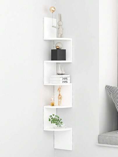 1pc Corner Shelf Wall Mounted Bookshelf, Multi-Layer Kitchen Storage Rack, Home Use Wall Shelf Partition Board Without Drilling