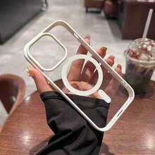 豪华透明磁性无线充电手机壳适用于 17 16 15 14 13 12 11 Pro Max 7/8 Plus XS Max/XR/X，透明亚克力超薄硬框防震后盖手机壳