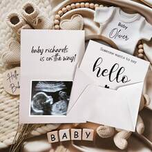 1 张怀孕公告卡 - 设计精美，配有配套信封，可与家人、丈夫、祖父母分享激动人心的消息 - 暖心的人想在里面说你好信息婴儿送礼会家庭装饰礼物 - 彩色 - 查看 5