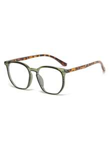 2025 Spring New Oval Frame Rivet Eyeglasses Frame, Fashion Commuter No-Makeup Face Versatile Leopard Print Cute PC (Polycarbonate) Clear Lens - Multicolor - View 6