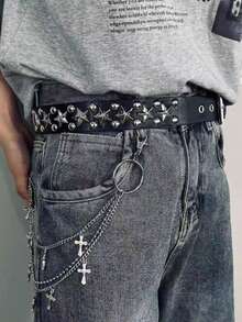 3/2/1皮带新款美式时尚子弹镶嵌腰带女装个性朋克装饰腰带ins网红风格礼物送父母朋友情侣情侣款