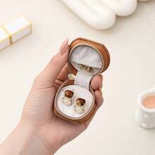 Mini organizador de joyas, estuche de viaje para joyas, cajas para pendientes, collar, anillo, bolso portátil, caja de joyas de cuero - A - Ver 4