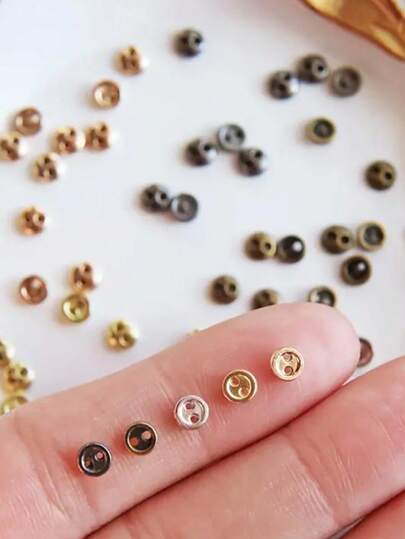 100Pcs 4 Colors Mini Metal Buttons 3mm(1/8inch) 2 Hole Round Metal Round Buttons DIY For Doll Clothes Bag Deoration Sewing Craft