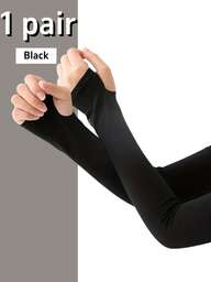 隐形防紫外线冰丝袖套，高弹透气，不束缚手臂，适合驾驶、通勤、教堂，吸湿排汗，快干，加大码防晒袖套（黑色经典款），适合 88-198 磅