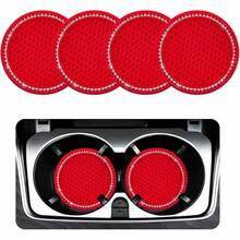 Ziciner - Juego de 4 posavasos con diseño de cristales para coche, de goma suave, antideslizante, accesorios interiores universales para coche, SUV, camión (negro y AB) - Rojo y blanco - Ver 16