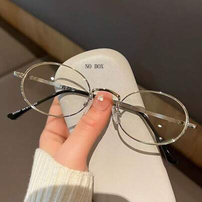 1pc Women's Fashion Glasses, New Lightweight Oval Frame Stylish High-End Minimalist Retro Vintage Small Frame